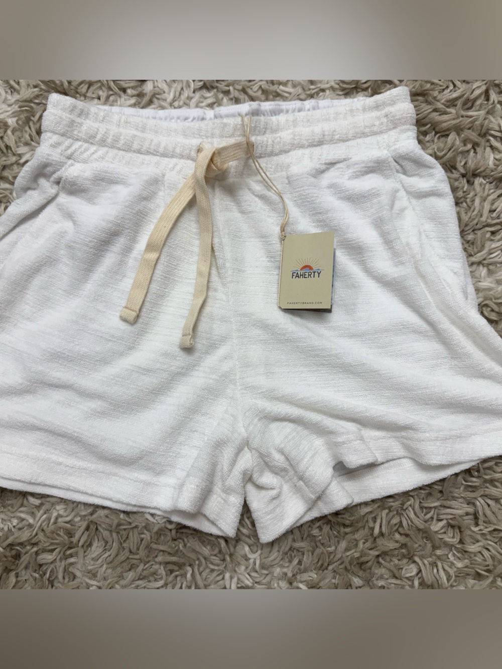 NWT faherty white terry cloth shorts size s